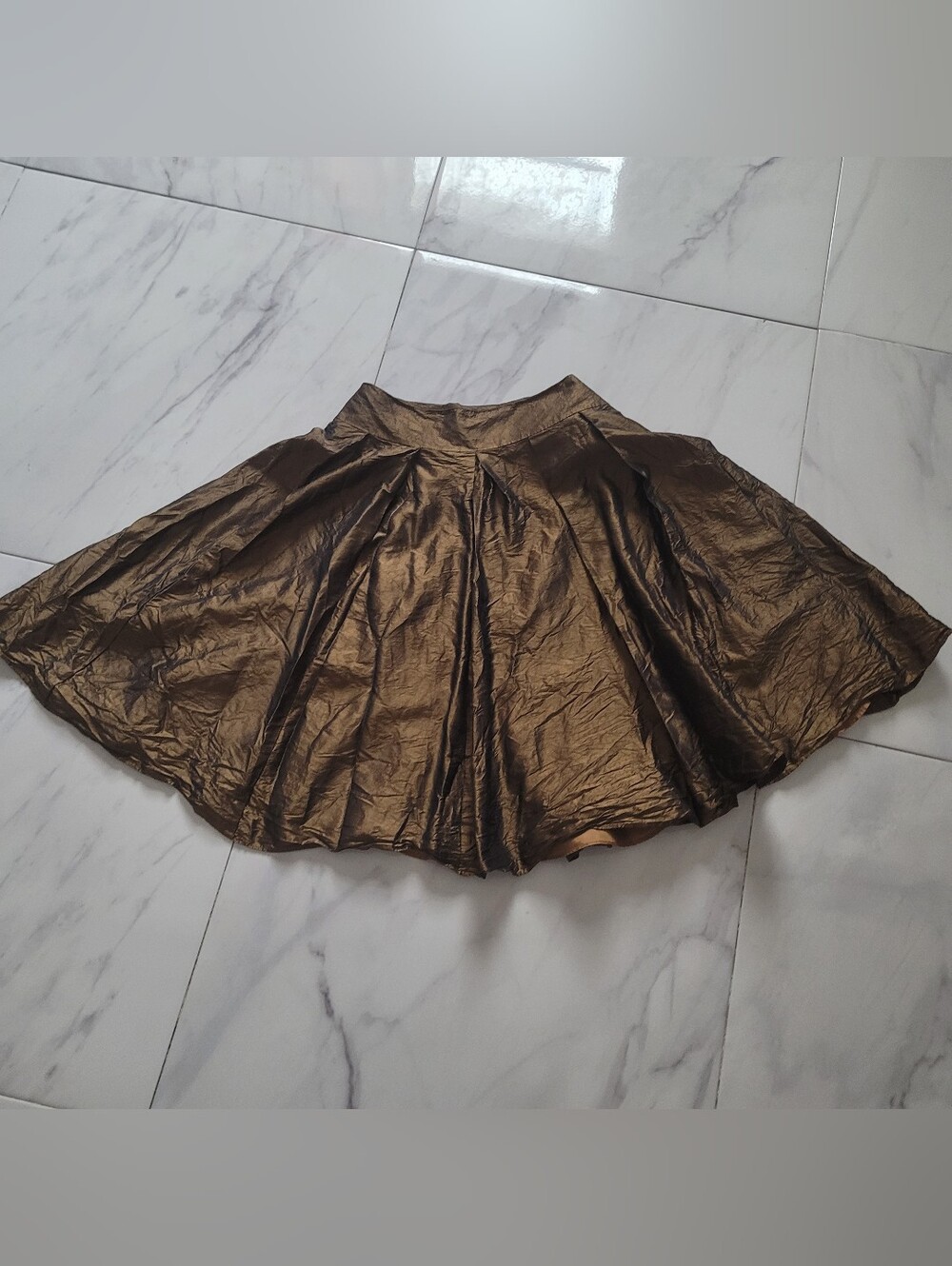 Talbots 100% Silk Metallic Bronze Full Circle Skirt